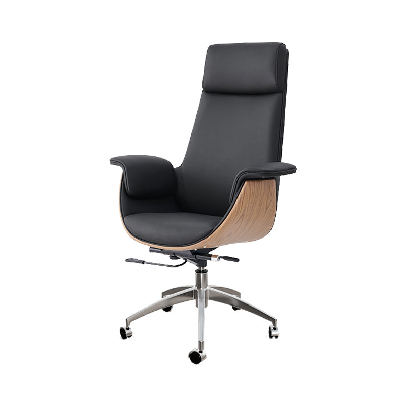 Modern Style Executive Chair Leather Office Chair with Fixed Arms