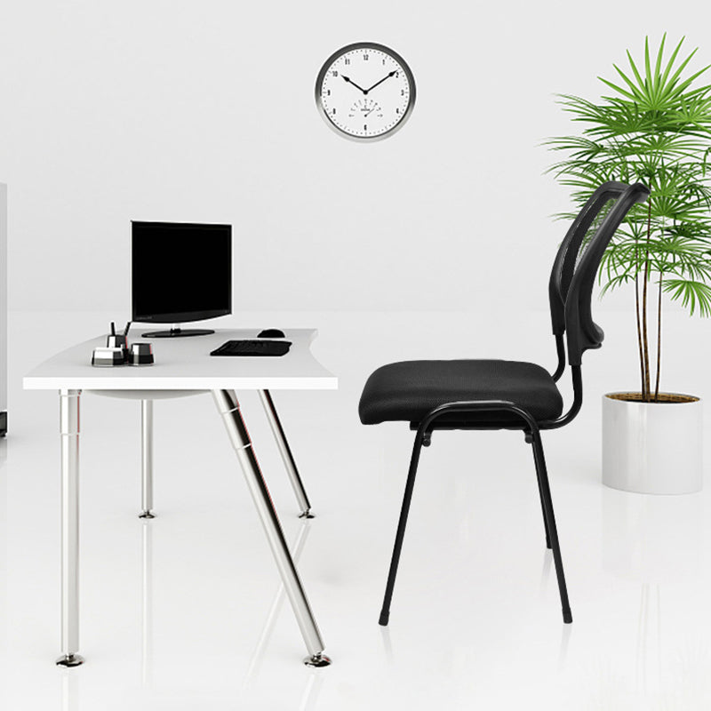 Black Metal Frame Modern Office Chair Mid-Back Microfiber Task Chair
