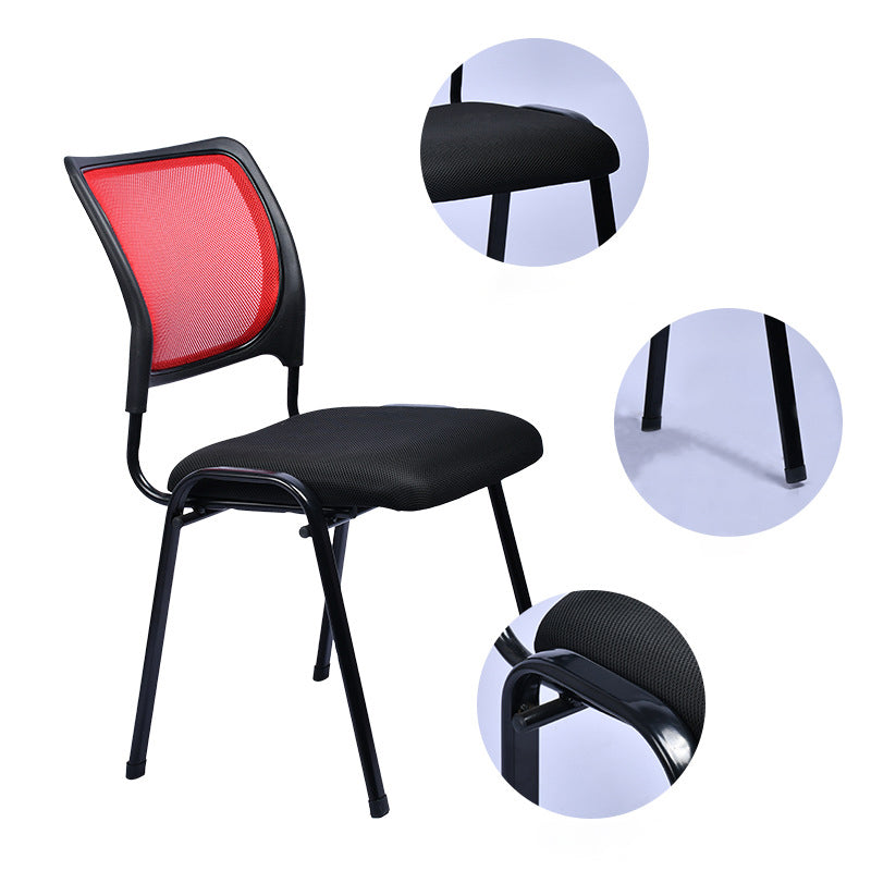 Black Metal Frame Modern Office Chair Mid-Back Microfiber Task Chair