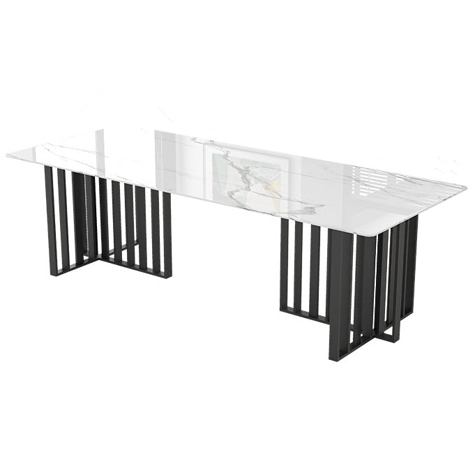 Rectangle Meeting Table Industrial Style Office Desk with Seld Base