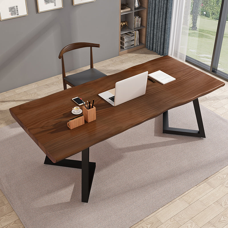 Solid Wood Home Working Table Industrial Wood Color Office Table