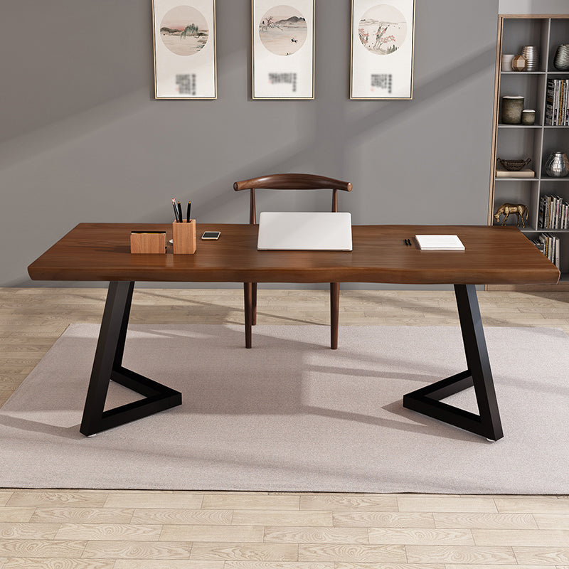 Solid Wood Home Working Table Industrial Wood Color Office Table