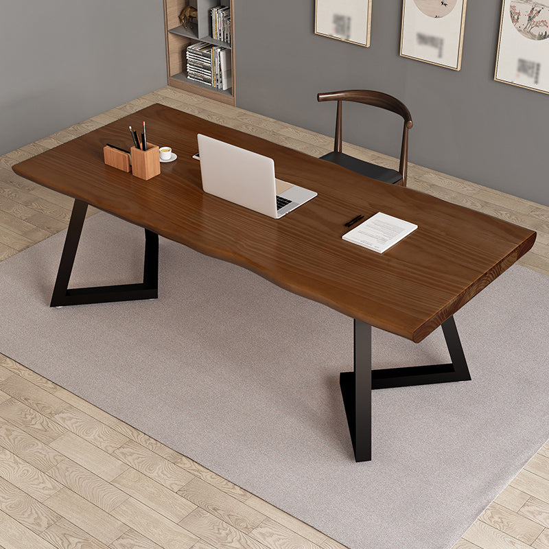 Solid Wood Home Working Table Industrial Wood Color Office Table