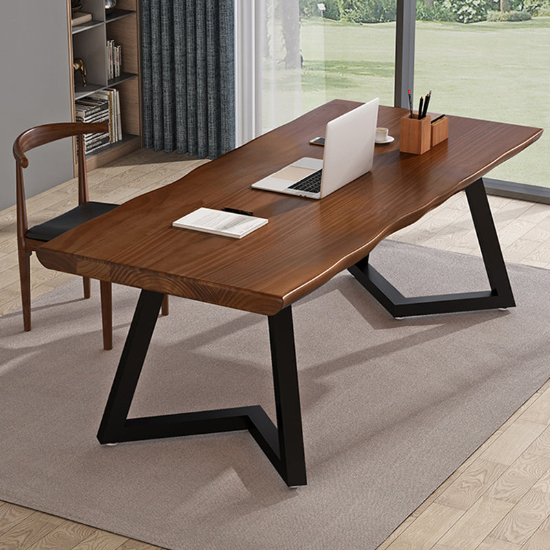 Solid Wood Home Working Table Industrial Wood Color Office Table