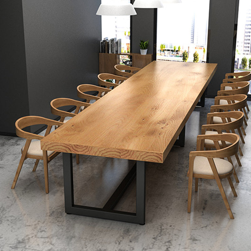 Solid Wood Home Meeting Desk Industrial Rectangle Office Fixed Table