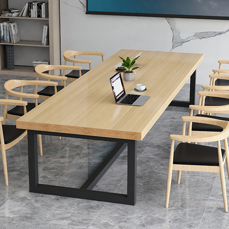 Rectangle Meeting Table Industrial Office Desk with Trestle Base