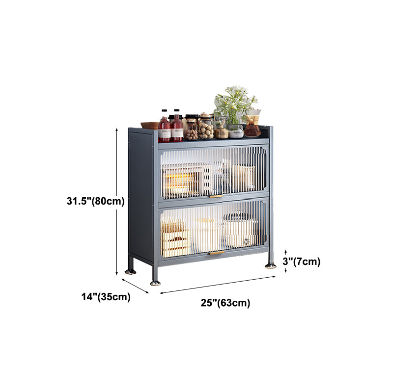 Modern Style Kitchen Server Glass Doors Metal Frame Server for Living Room