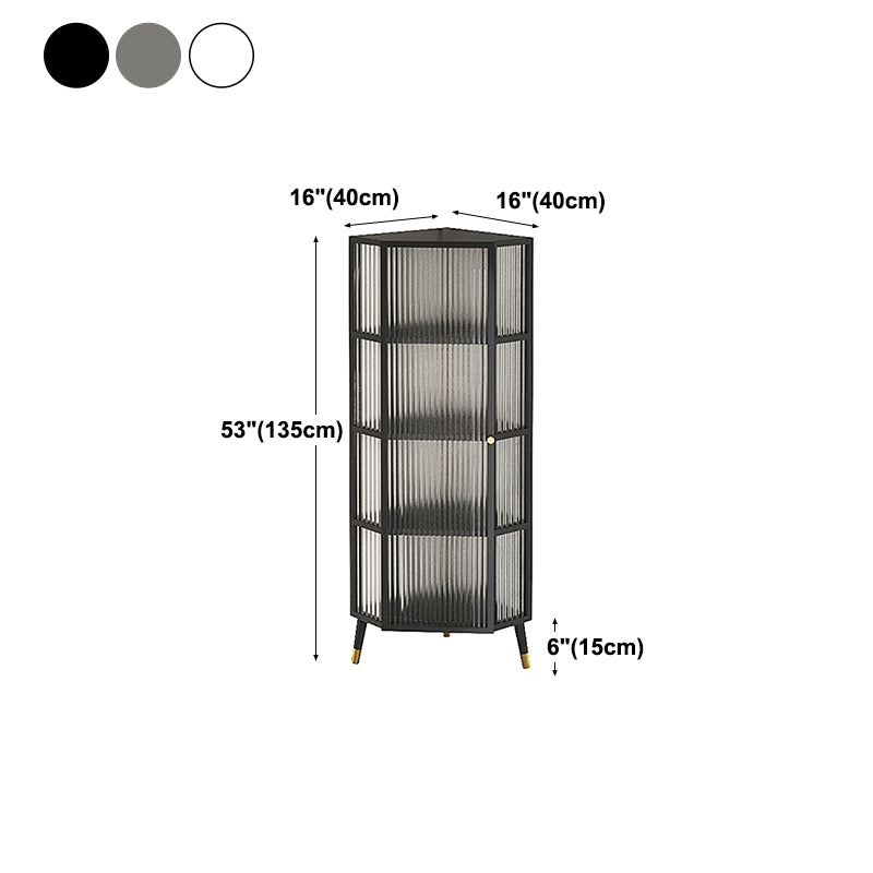 Modern Style Kitchen Server Glass Door Metal Frame Dining Server for Living Room