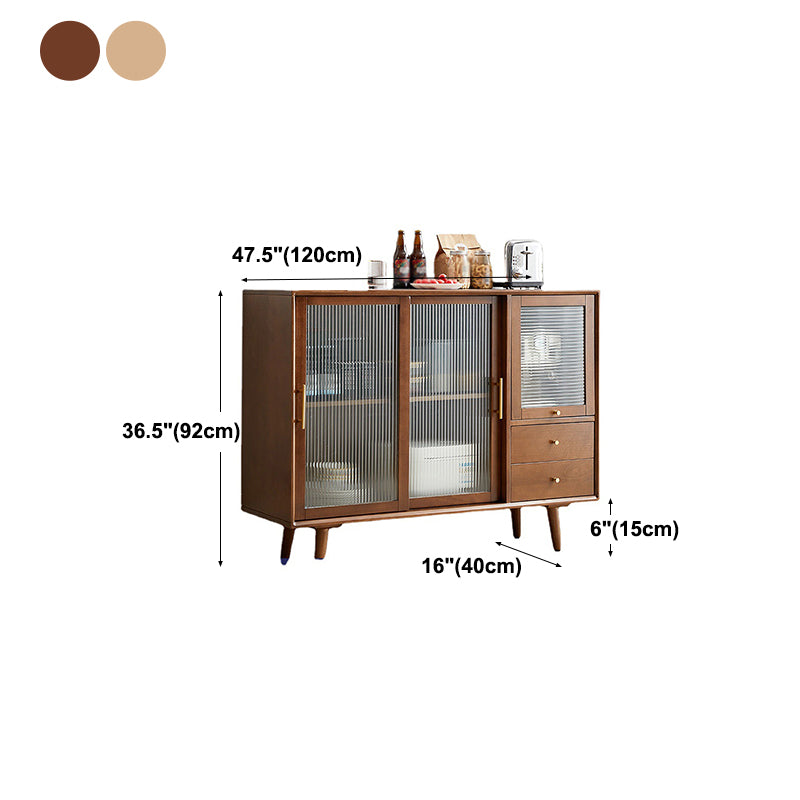 Minimalism Wood Cupboard Glass Doors Kitchen Sideboard for Living Room