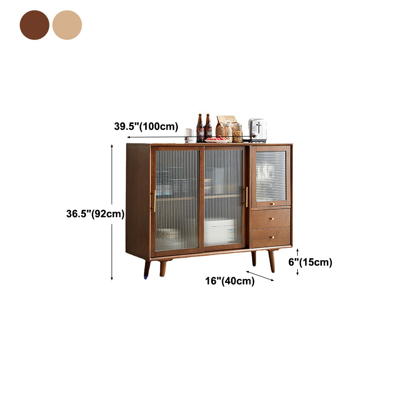 Minimalism Wood Cupboard Glass Doors Kitchen Sideboard for Living Room