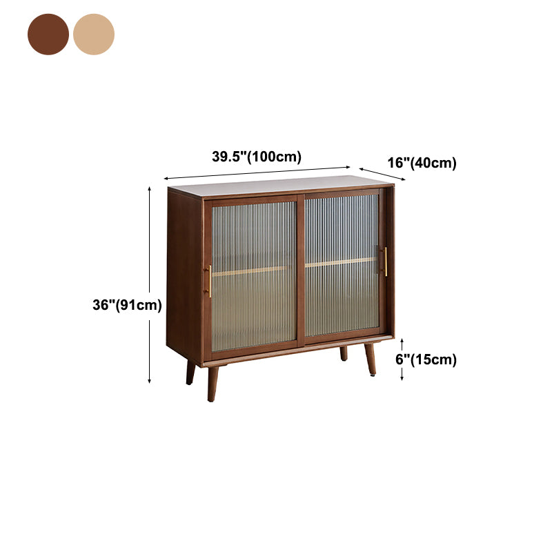 Minimalism Wood Cupboard Glass Doors Kitchen Sideboard for Living Room