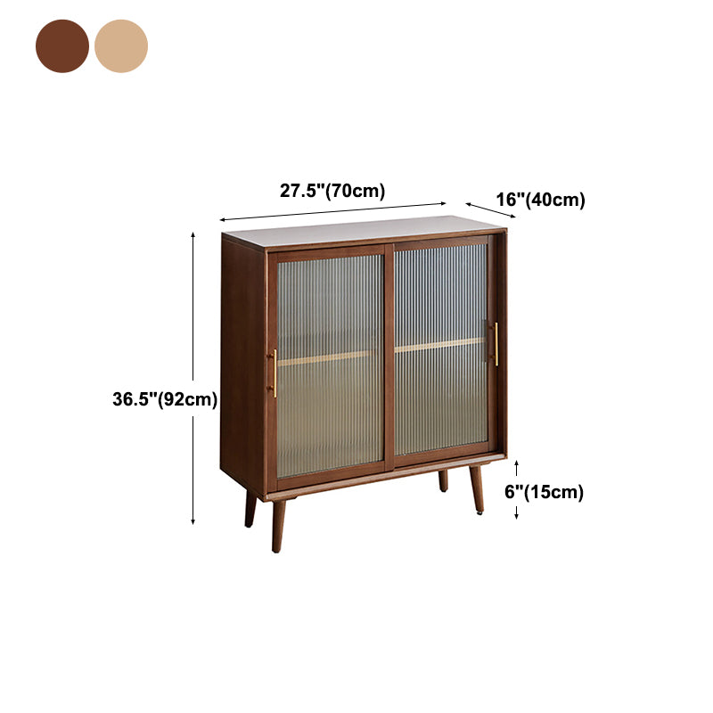 Minimalism Wood Cupboard Glass Doors Kitchen Sideboard for Living Room