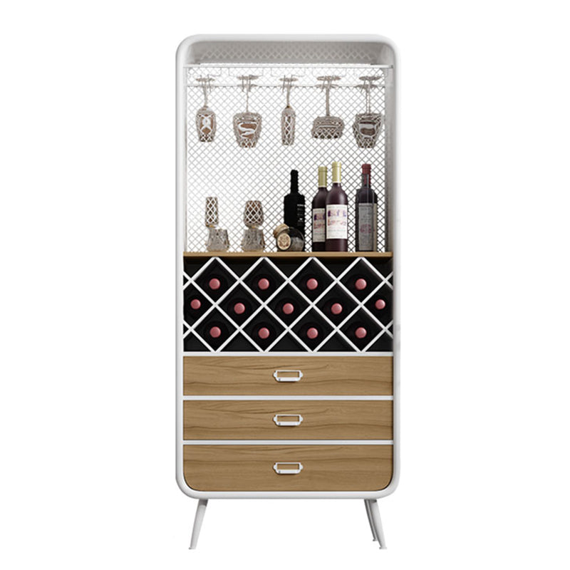 Modern 3-Drawer Wood Sideboard Open Storage Buffet Table with Wine Rack for Living Room