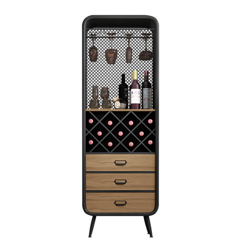 Modern 3-Drawer Wood Sideboard Open Storage Buffet Table with Wine Rack for Living Room