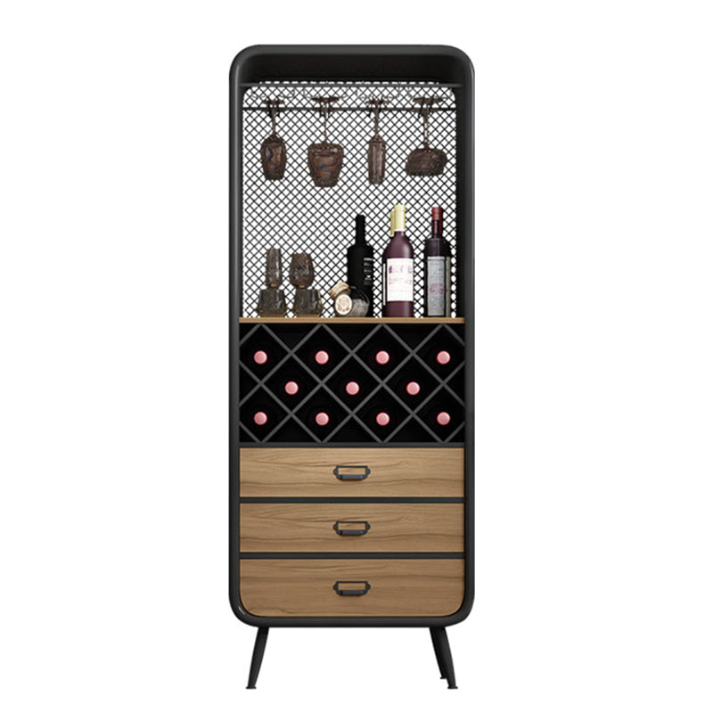 Modern 3-Drawer Wood Sideboard Open Storage Buffet Table with Wine Rack for Living Room