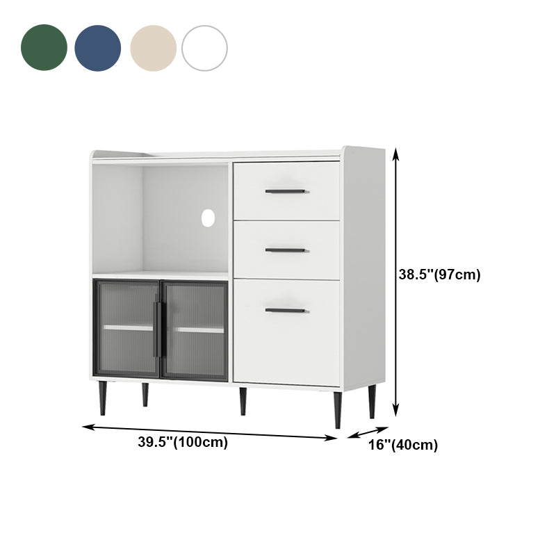 3-Drawer Engineered Wood Sideboard Modern Stone Countertop Credenza for Living Room