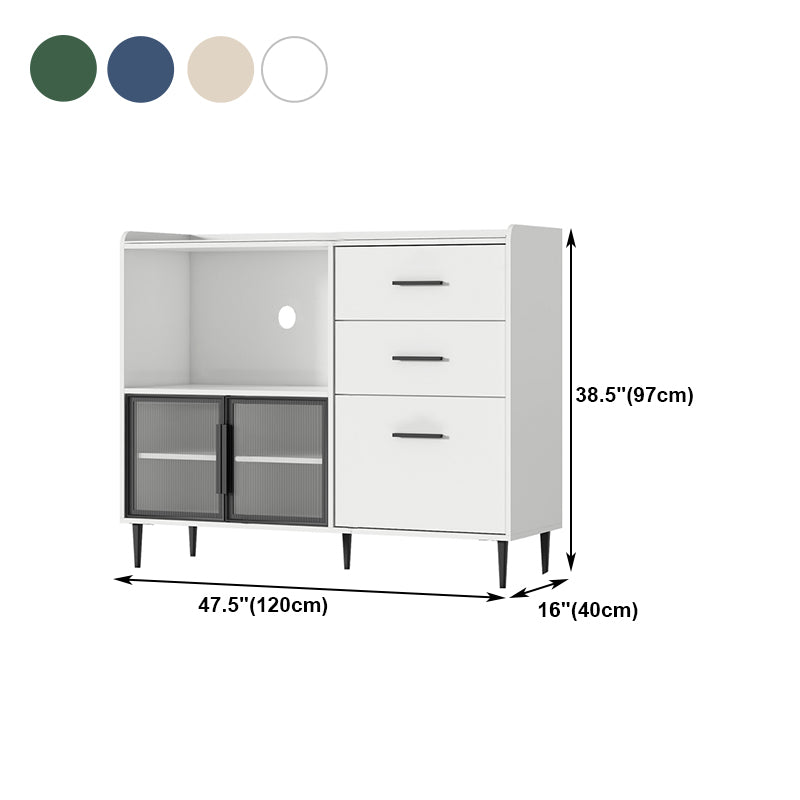 3-Drawer Engineered Wood Sideboard Modern Stone Countertop Credenza for Living Room