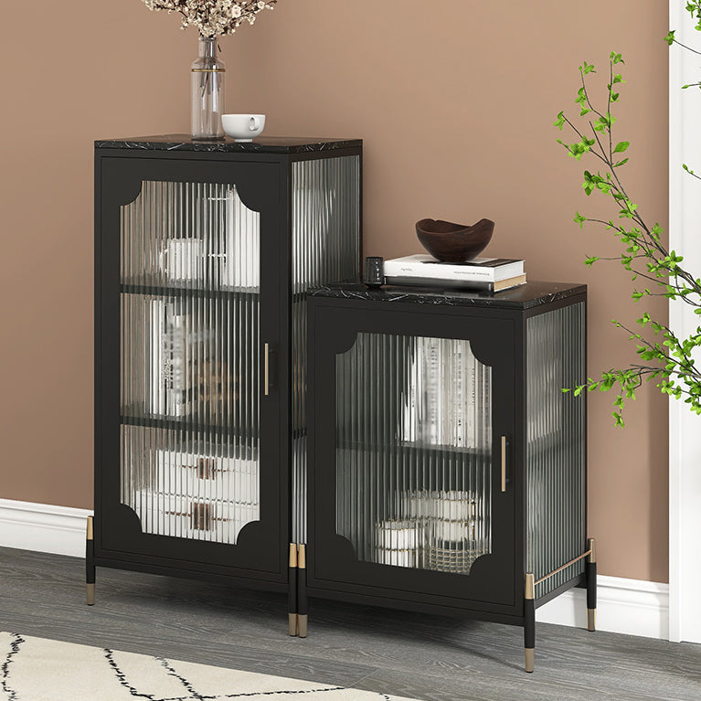 Glass Door Iron Sideboard Modern Server Cabinet with Storage for Living Room