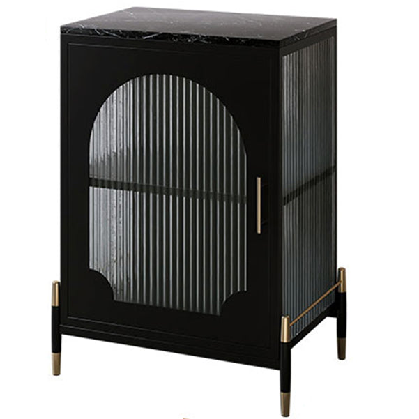 Glass Door Iron Sideboard Modern Server Cabinet with Storage for Living Room