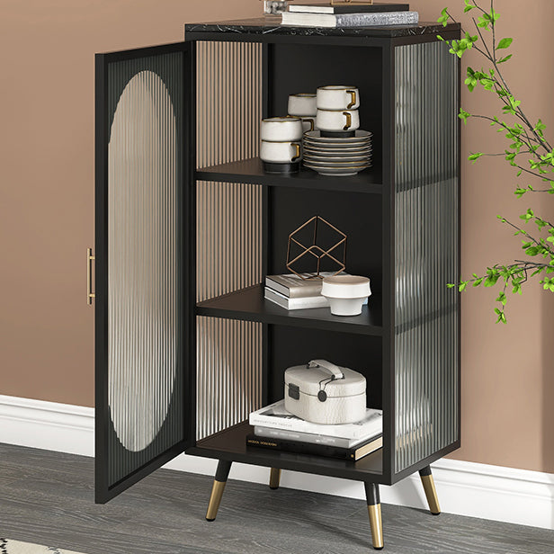 Glass Door Iron Sideboard Modern Server Cabinet with Storage for Living Room