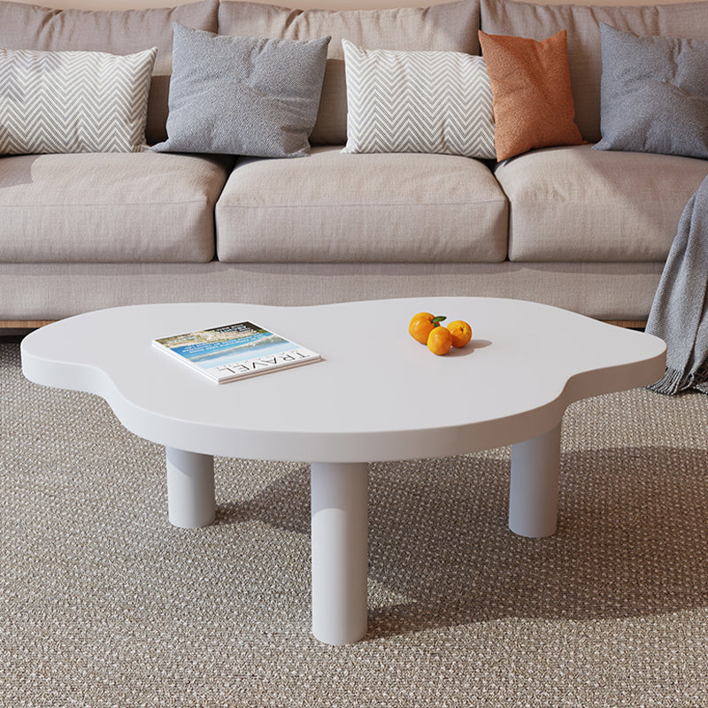 Geometric White Wood Coffee Table 3 Legs Base 1 Single Cocktail Table