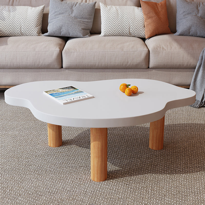 Geometric White Wood Coffee Table 3 Legs Base 1 Single Cocktail Table