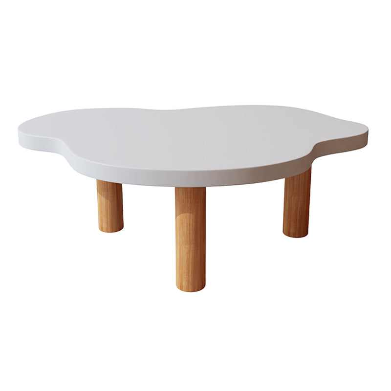 Geometric White Wood Coffee Table 3 Legs Base 1 Single Cocktail Table