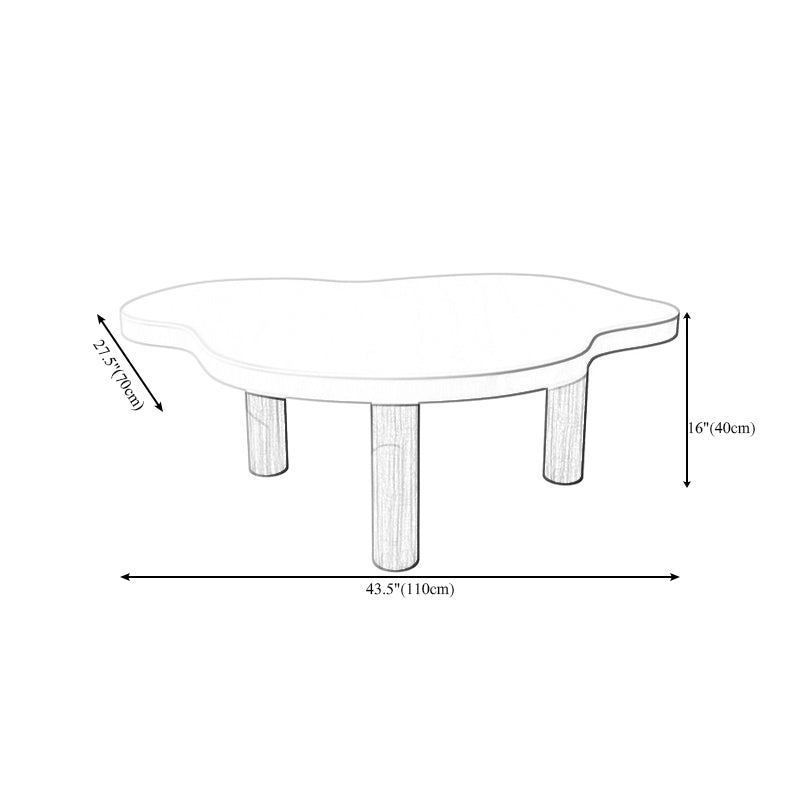 Geometric White Wood Coffee Table 3 Legs Base 1 Single Cocktail Table