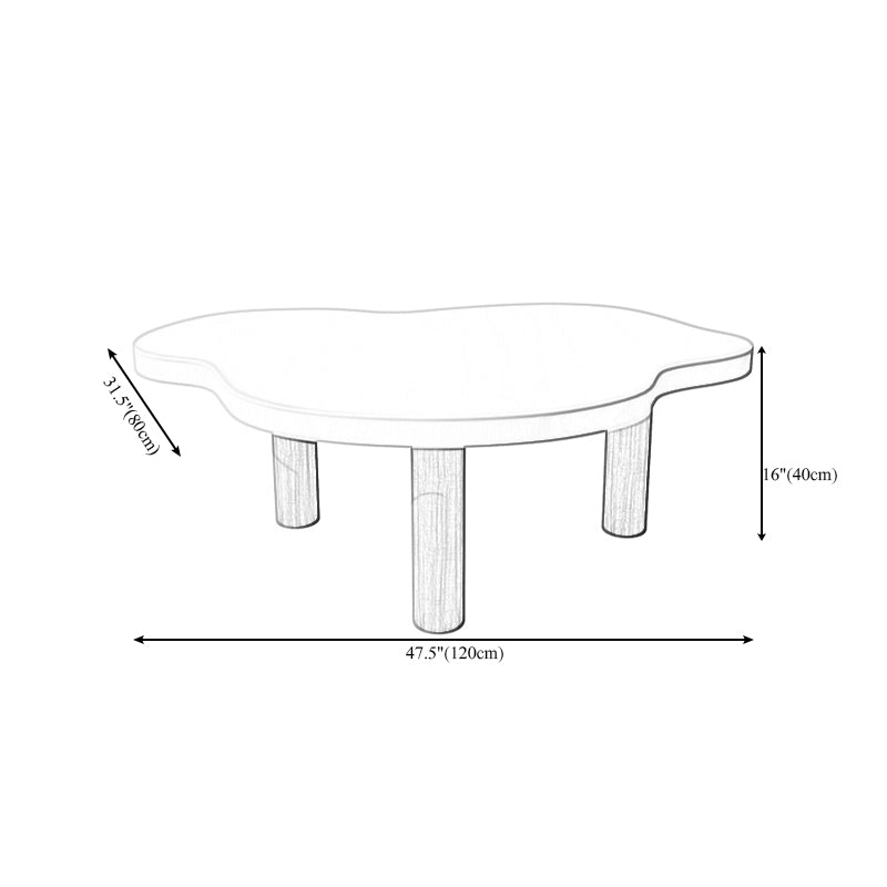 Geometric White Wood Coffee Table 3 Legs Base 1 Single Cocktail Table