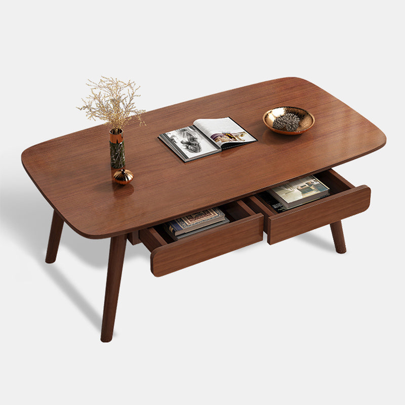 Modern Wood Texture Walnut/wood Rectangle with Drawer Coffee Table