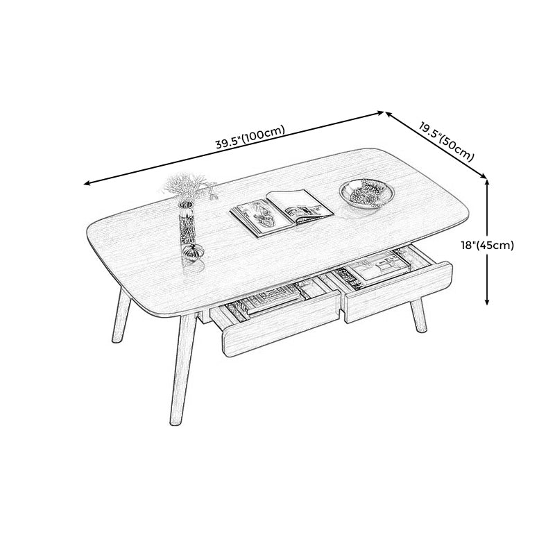 Modern Wood Texture Walnut/wood Rectangle with Drawer Coffee Table