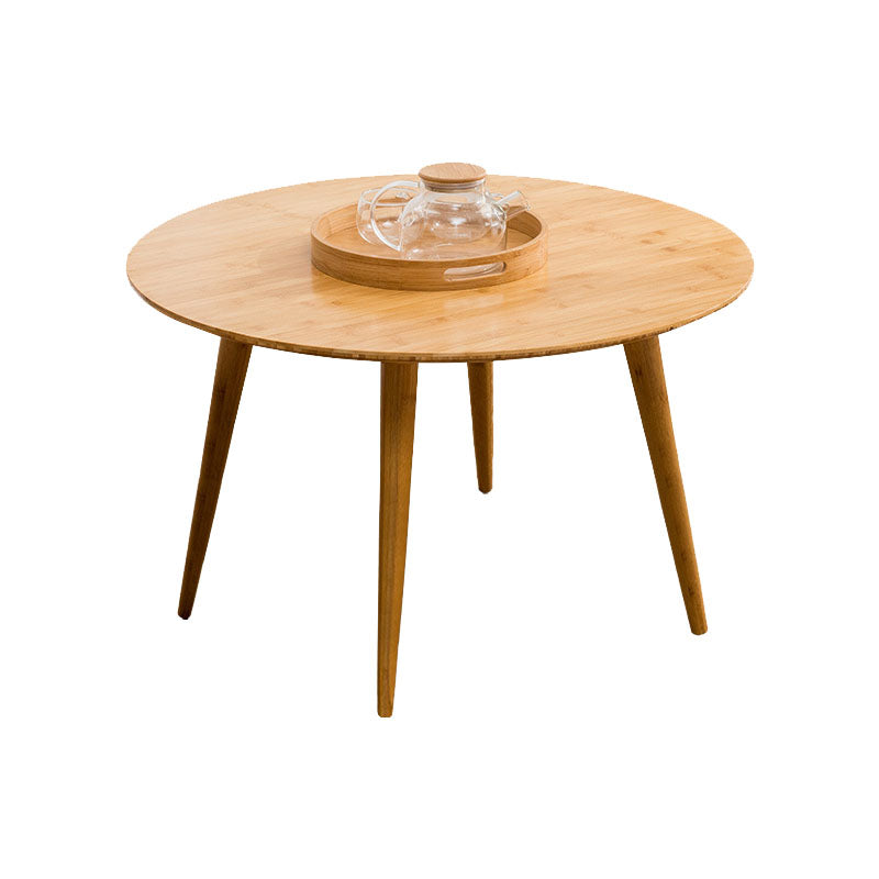 Round Wooden Coffee Table Four Legs Cocktail Table in Natural