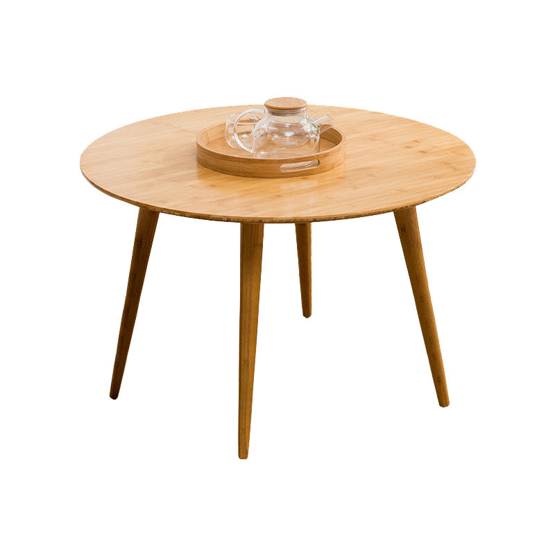 Round Wooden Coffee Table Four Legs Cocktail Table in Natural