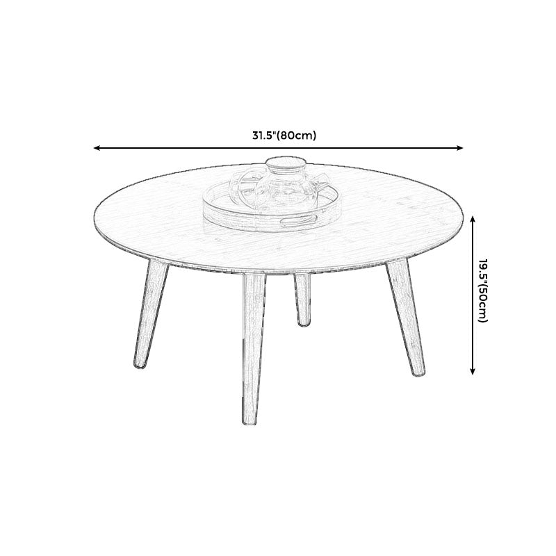 Round Wooden Coffee Table Four Legs Cocktail Table in Natural