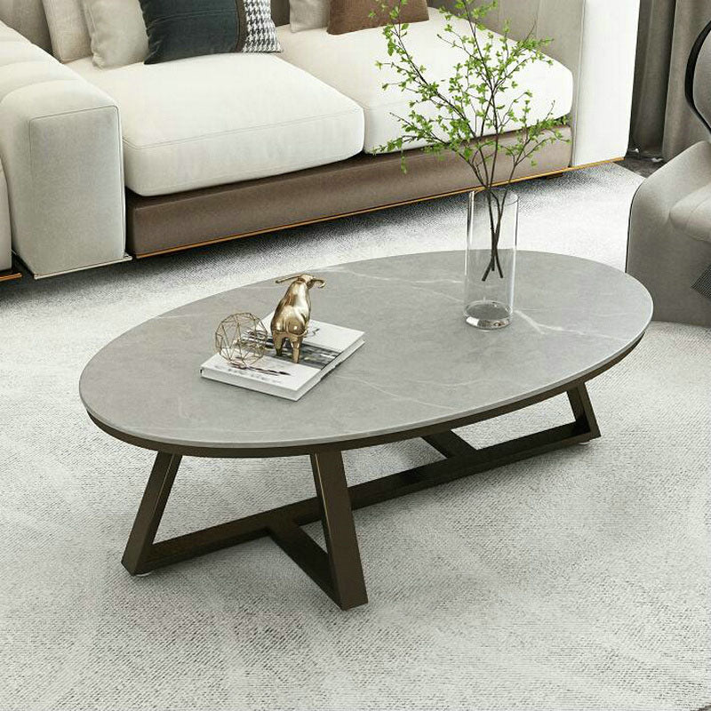 Faux Marble and Stone Coffee Table Cross Legs Cocktail Table