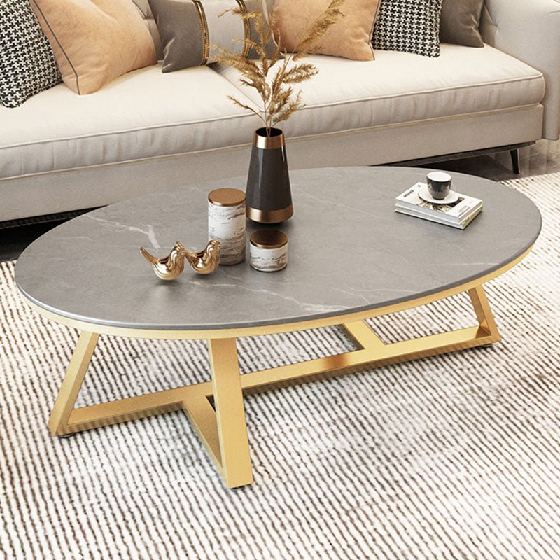 Faux Marble and Stone Coffee Table Cross Legs Cocktail Table