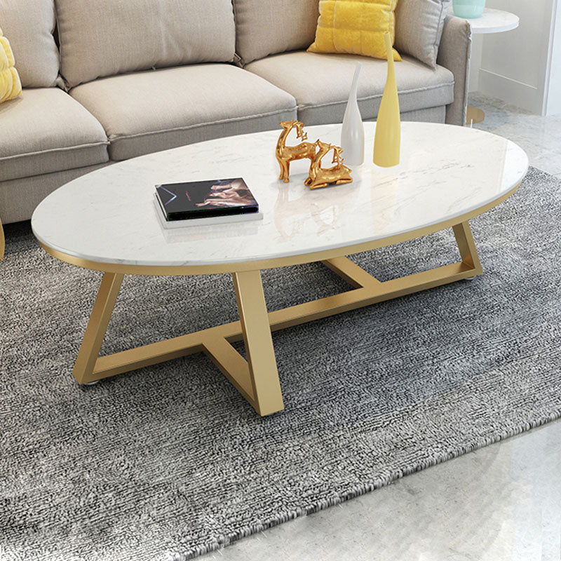 Faux Marble and Stone Coffee Table Cross Legs Cocktail Table