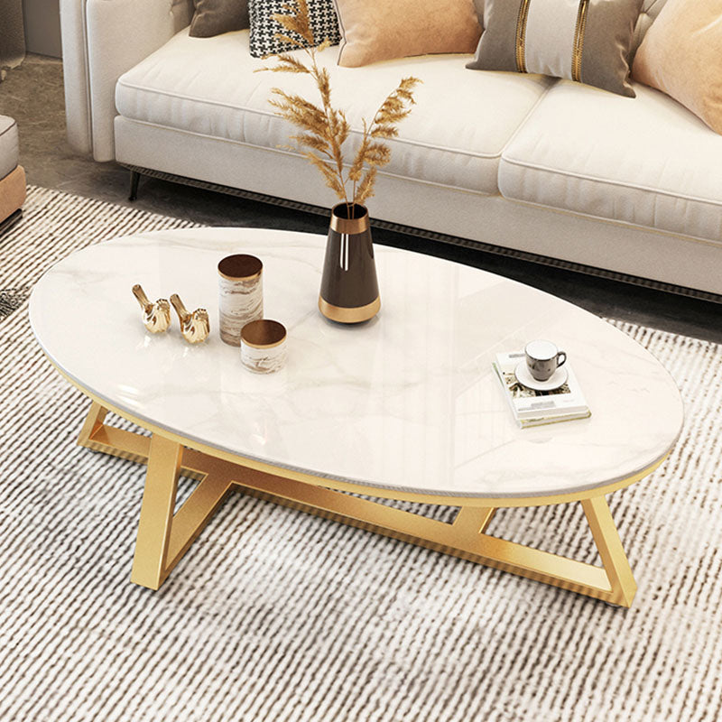 Faux Marble and Stone Coffee Table Cross Legs Cocktail Table