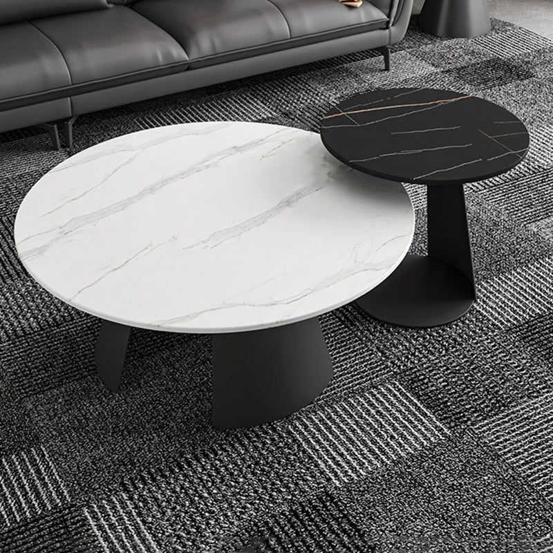 Contemporary Coffee  Table Round  Faux Marble Cocktail Table