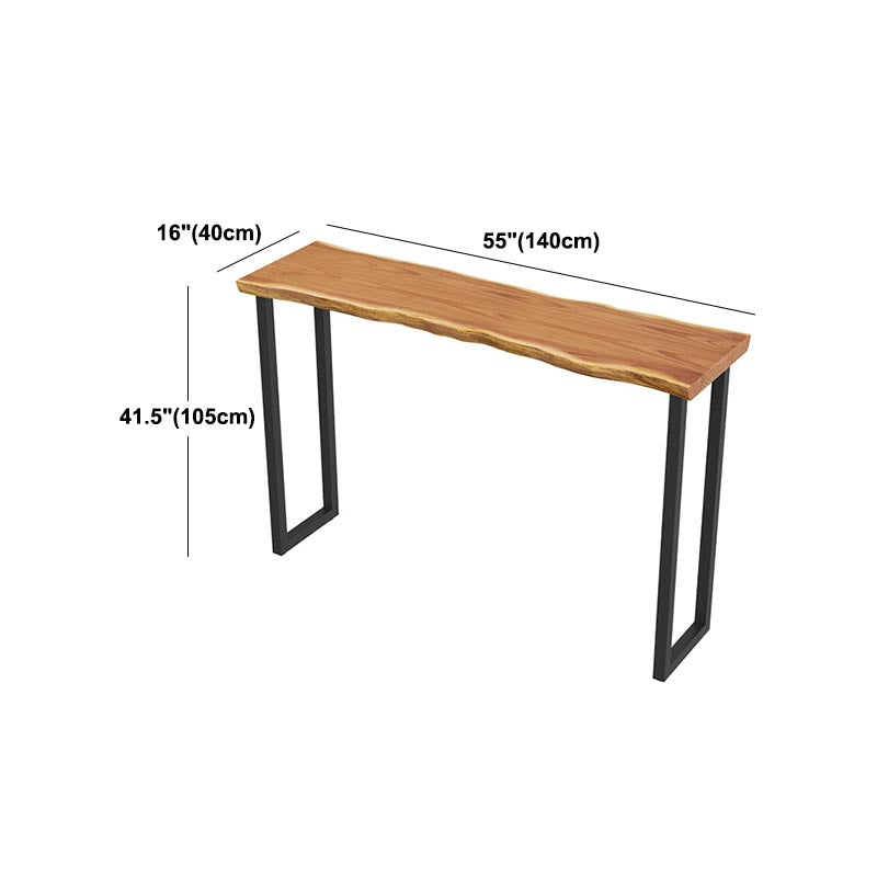 Solid Wood Bar Dining Table Rectangle Industrial Bar Dining Table with Sled Base in Black