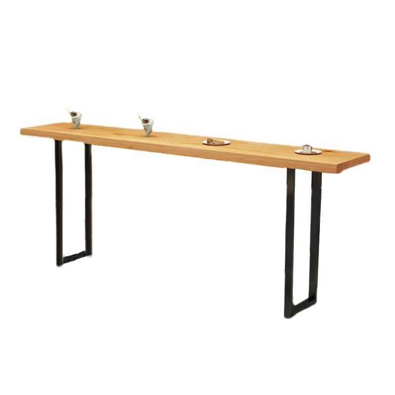 Solid Wood Bar Dining Table Rectangle Industrial Bar Table with Sled Base