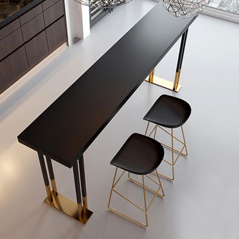 Black Metal Trestle Bistro Bar Desk Rectangle Indoor Contemporary Bar Stool Table