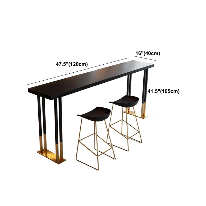 Black Metal Trestle Bistro Bar Desk Rectangle Indoor Contemporary Bar Stool Table