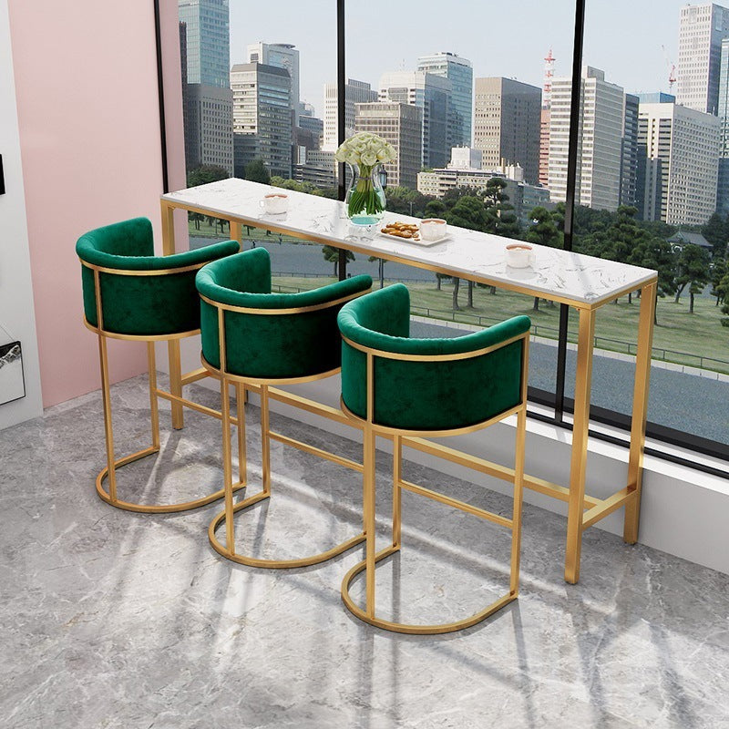 Artificial Marble Bar Table 42-inch Height Metal Base Bistro Table for Living Room