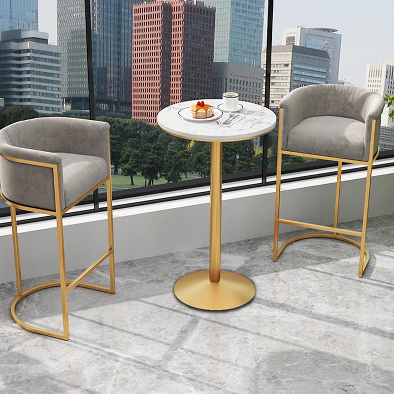 Artificial Marble Bar Table 42-inch Height Metal Base Bistro Table for Living Room