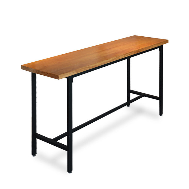 Pine Wood Bar Dining Table Brown Industrial Bar Dining Table with Trestle Base