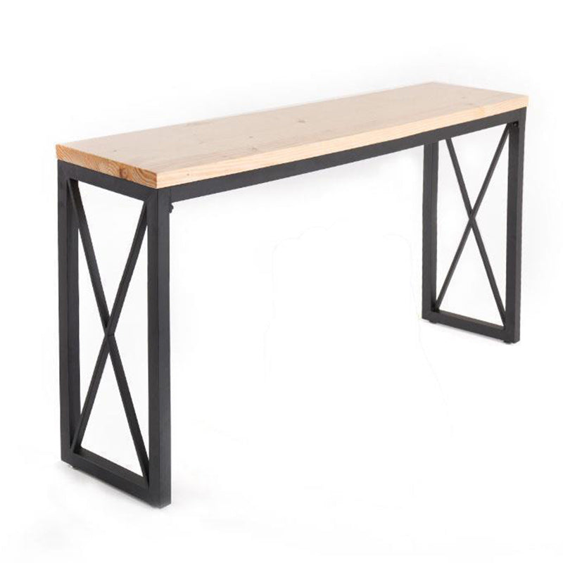 Pine Wood Bar Table Industrial Bar Dining Table with Sled Base in Black