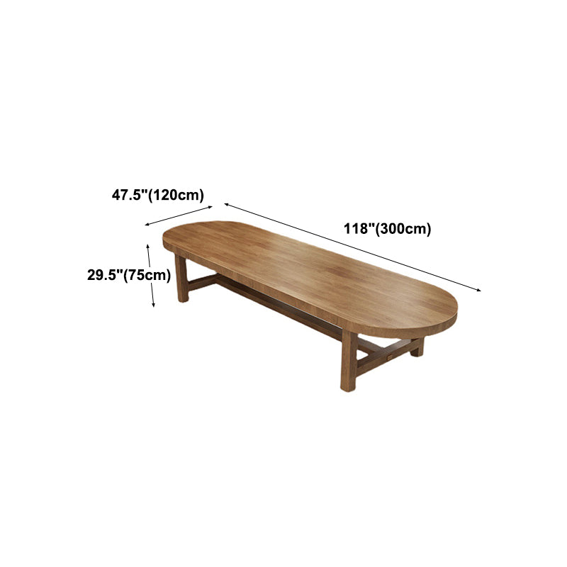 Contemporary Oval Solid Wood Table Standard Height Dining Table with Trestle Base