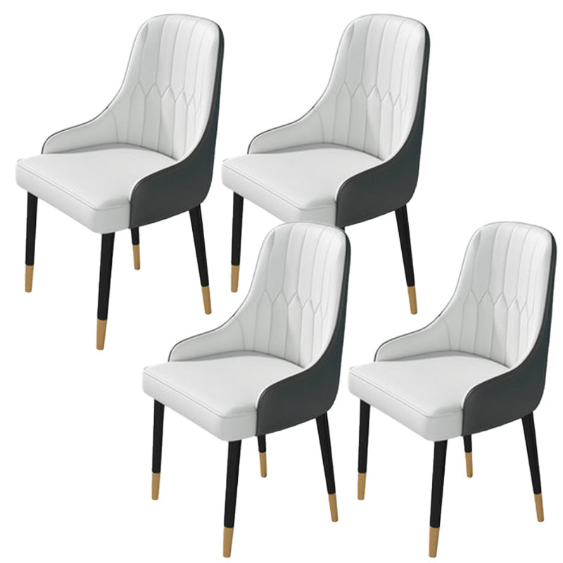 Nordic Dining Room Dining Chairs Armless Faux Leather Kitchen Side Chairs