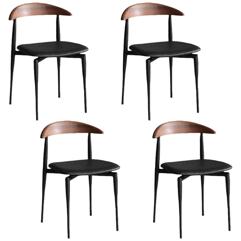 Faux Leather Stackable Side Chair Contemporary Open Back Dining Chair